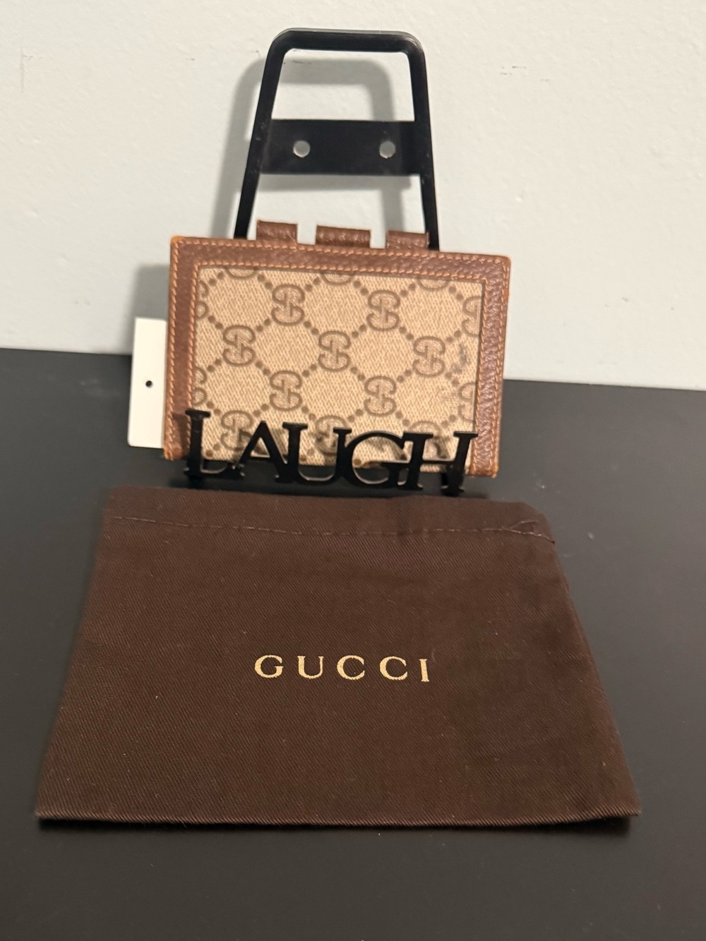 Gucci Vintage Bifold Beige and Brown GG Monogram Card/Passport Holder! Unisex!